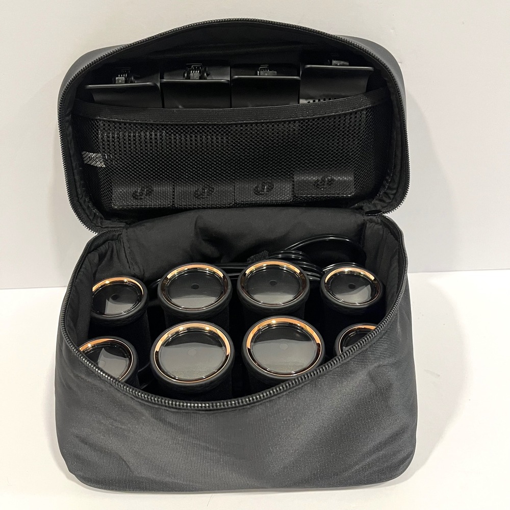 T3 Volumizing Hot Rollers Luxe Hair Curler Set Black Rose Gold 73709 8 Rollers